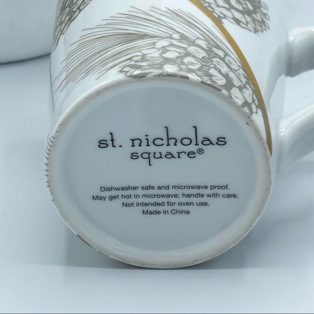 St.Nicholas square 12 oz.silver gold pine cone coffee mugs - Picture 6 of 6